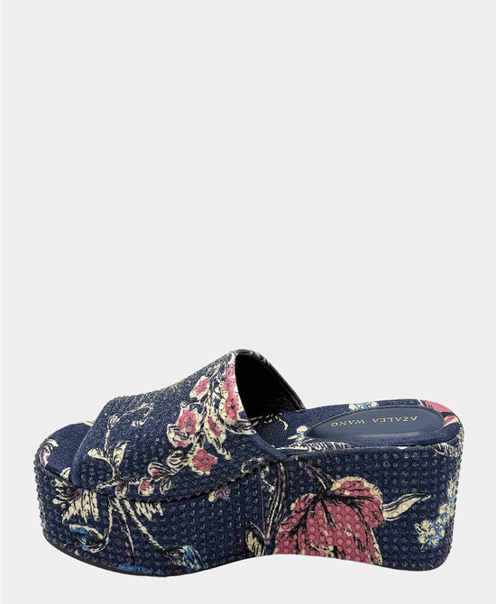 Denim Flower Platform Sandal w/ Crystals view 2