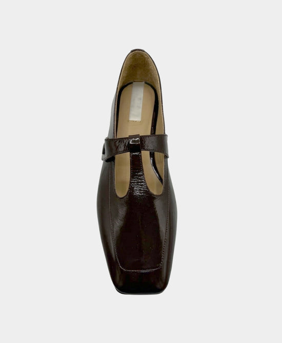 
Patent Leather T-Strap Ballet Flat in CHOCOLATE view 2