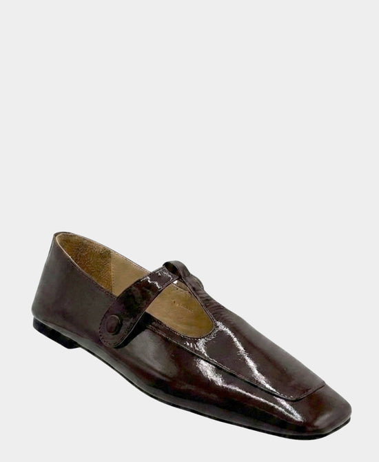 
Patent Leather T-Strap Ballet Flat in CHOCOLATE view 1