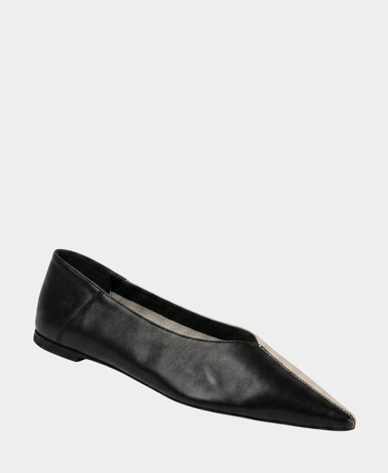 
Leather Two Tone Ballet Flat in BLACK/WHITE view 1