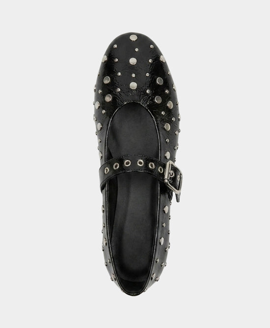 
Crinkled Patent Leather Grammet Ballet Flat in BLACK view 2