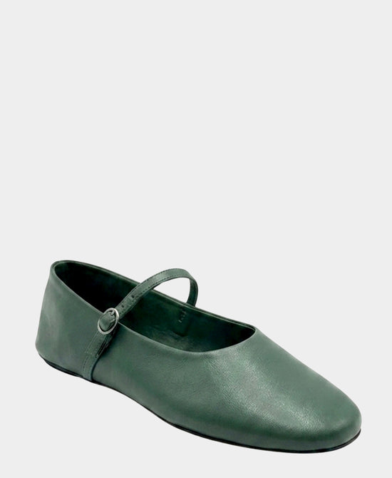 
Leather Buckle Ballet Flat in SEA GREEN view 1