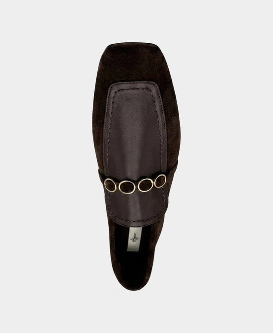
Suede & Leather Loafer w/ Buttons in BROWN view 2