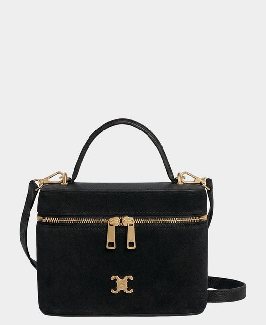
Leather & Suede Vanity Crossbody Bag in BLACK view 1