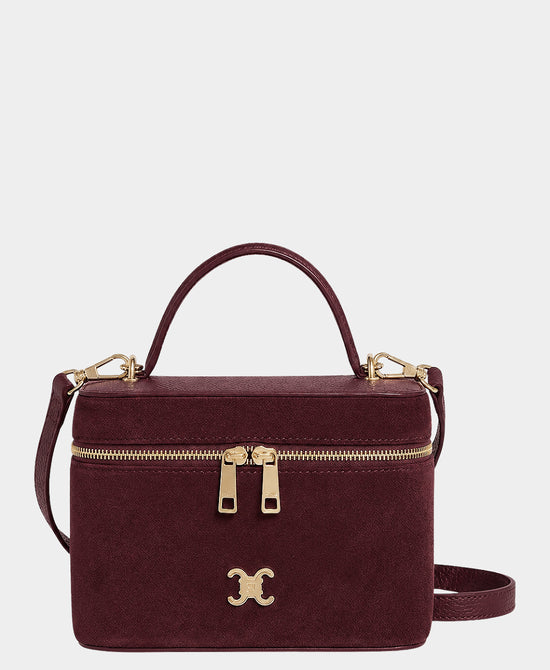 
Leather & Suede Vanity Crossbody Bag in BURGUNDY view 1