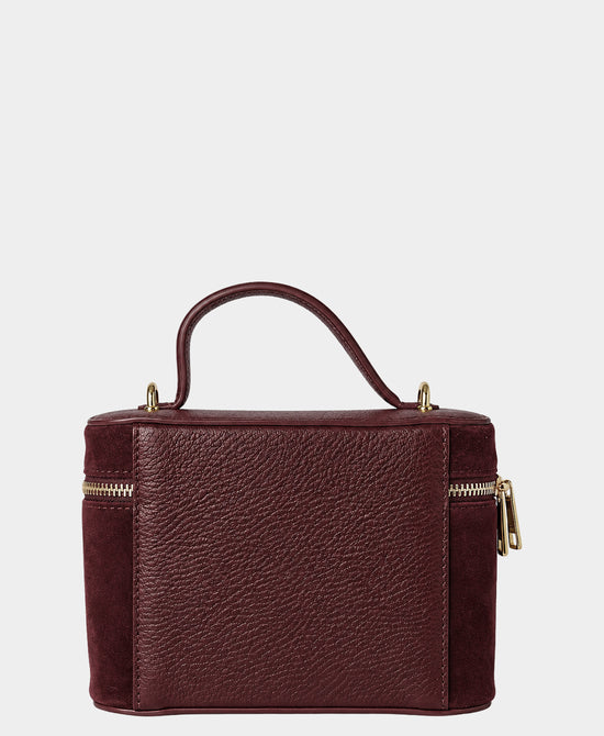 
Leather & Suede Vanity Crossbody Bag in BURGUNDY view 2