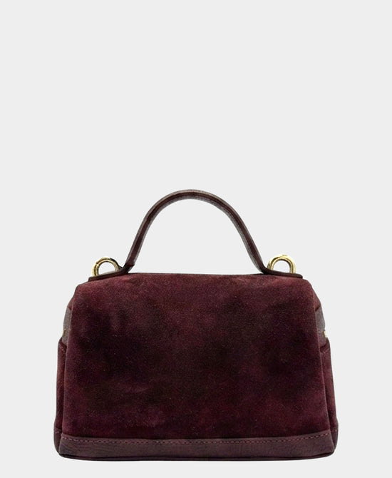 
Suede & Leather Crossbody Bag in BURGUNDY view 2