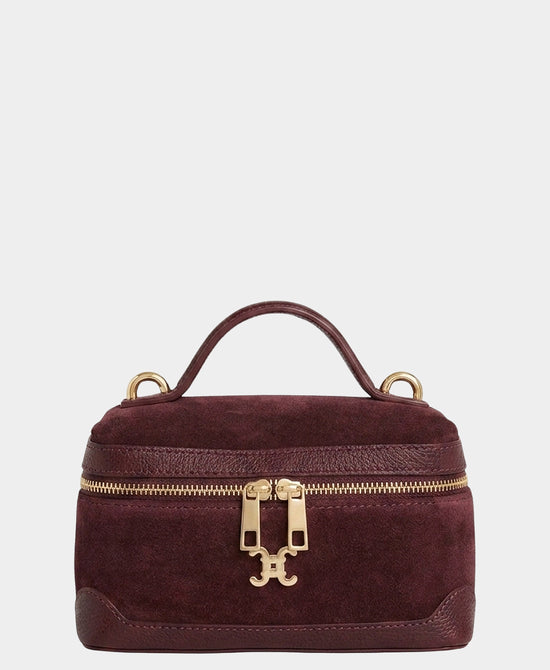 
Suede & Leather Crossbody Bag in BURGUNDY view 1