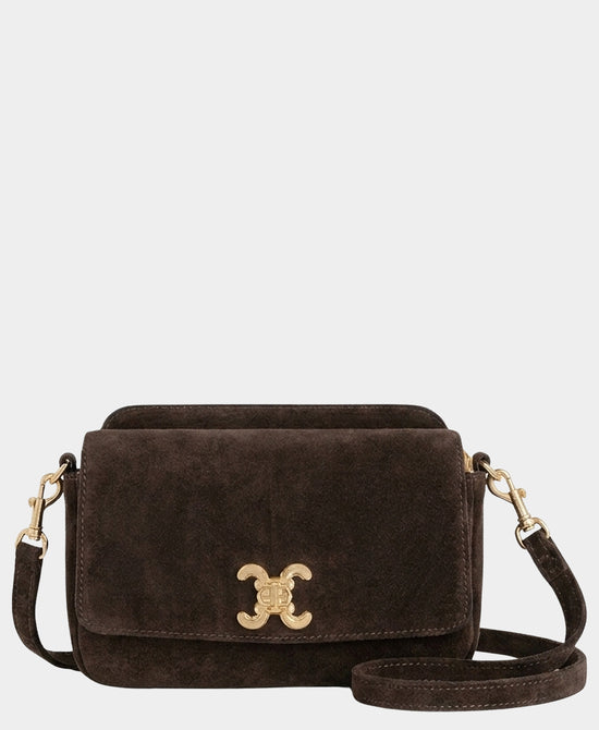 
Suede Fold Over Crossbody Bag in BROWN view 1
