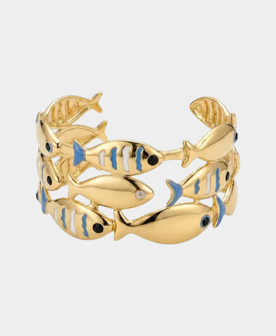 
Fish Cuff Bracelet in BLUE/GOLD view 2