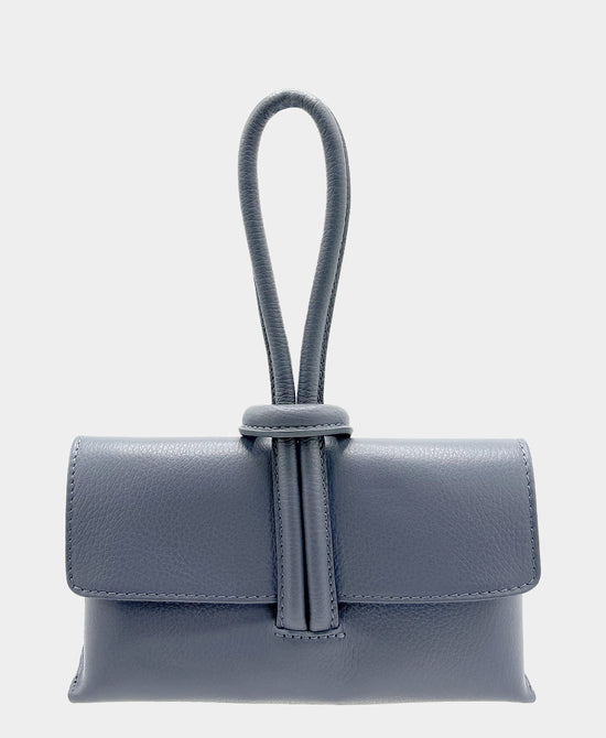 
Leather Loop Handle Handbag in DENIM view 1
