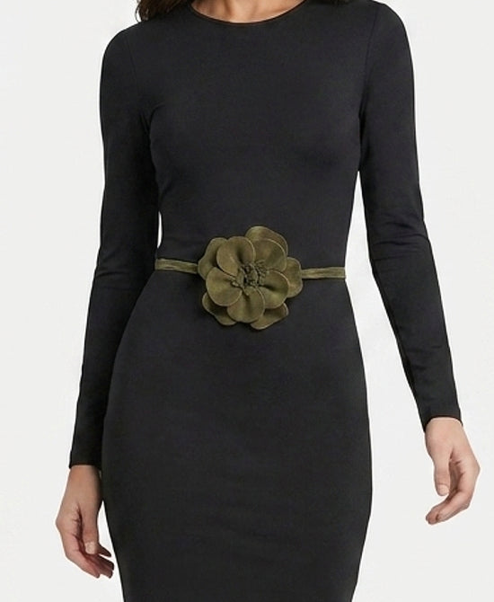 
Suede Flower Wrap Belt in OLIVE view 1