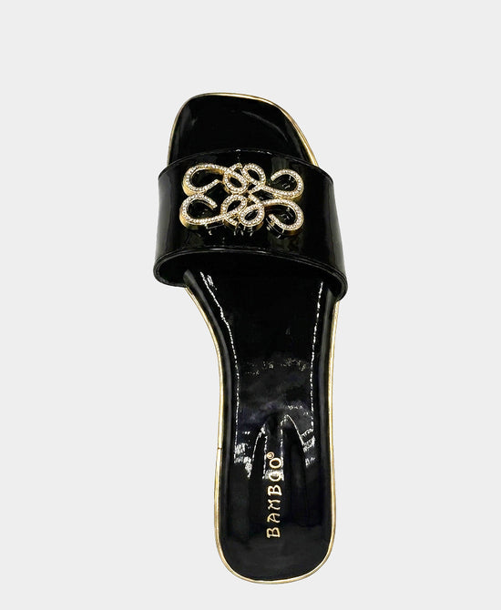 
Sandal w/ Crystal Metal Detail in BLACK view 2