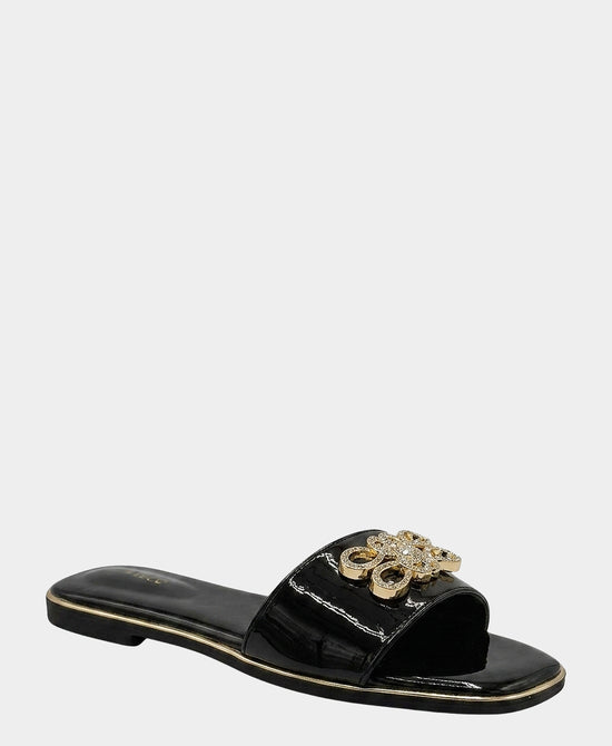 
Sandal w/ Crystal Metal Detail in BLACK view 1