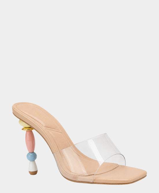 
Beaded Heeled Sandal in CLEAR view 1