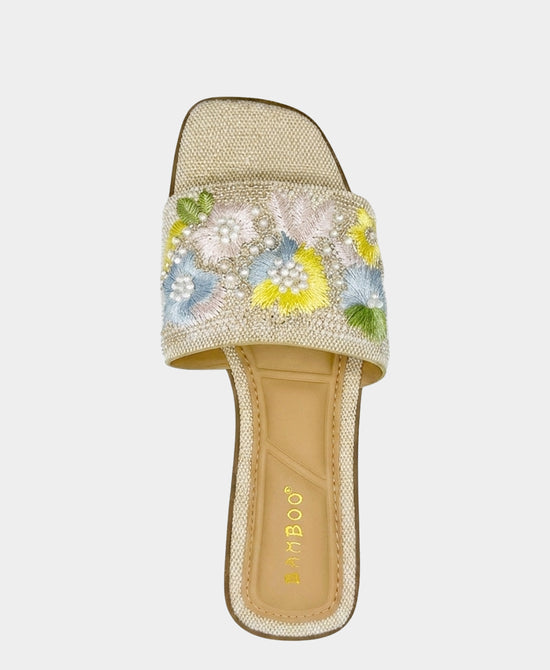 
Embroidered Beaded Sandal in BEIGE MULTI view 2