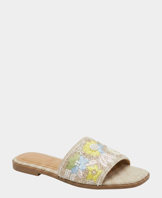 
Embroidered Beaded Sandal in BEIGE MULTI view 1