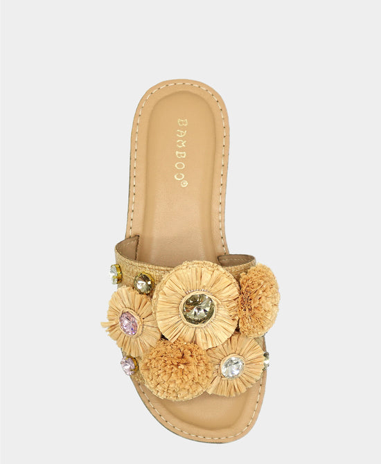 Straw Pom Sandal w/ Crystals view 2