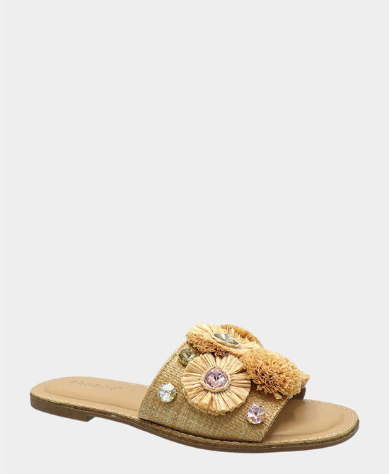 Straw Pom Sandal w/ Crystals view 1