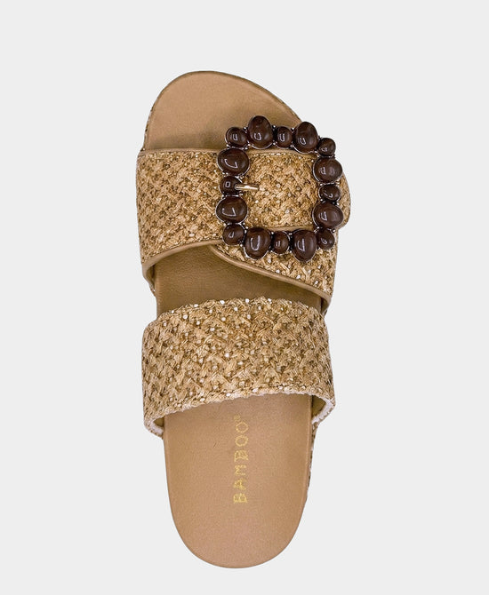 
Raffia Platform Buckle Sandal in TAN view 2