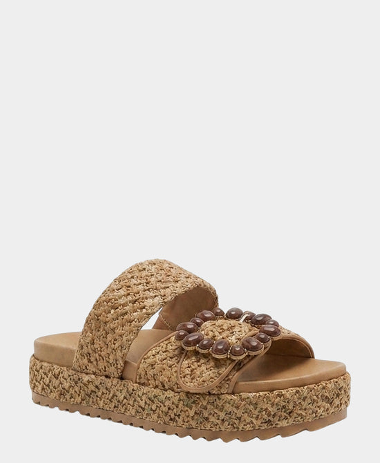 
Raffia Platform Buckle Sandal in TAN view 1