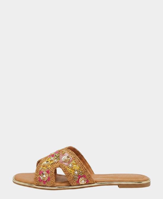 
Embroidered Beaded Sandal w/ Sequins in TAN MULTI view 2