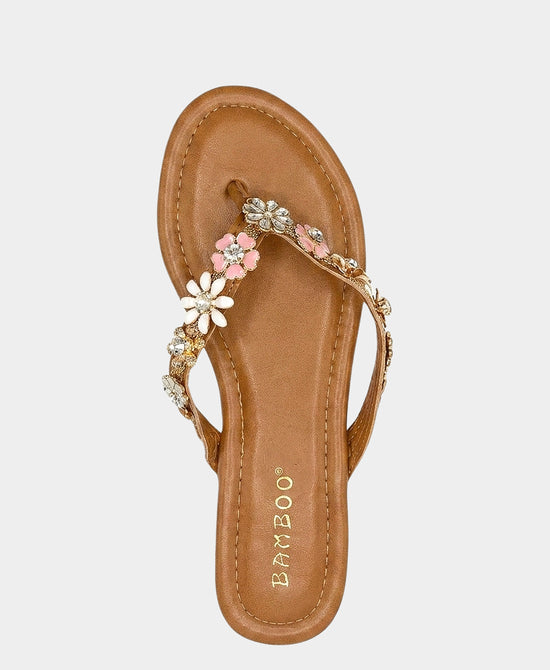 
Flower Charm Thong Sandal in TAN MULTI view 2