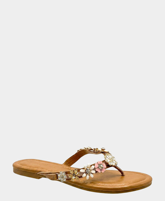 
Flower Charm Thong Sandal in TAN MULTI view 1