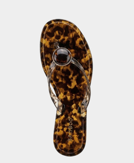 
Jelly Tortoise Print Thong Sandal w/ Stone in TORTOISE view 2