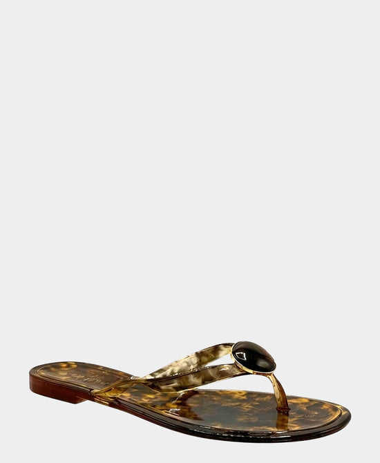 
Jelly Tortoise Print Thong Sandal w/ Stone in TORTOISE view 1
