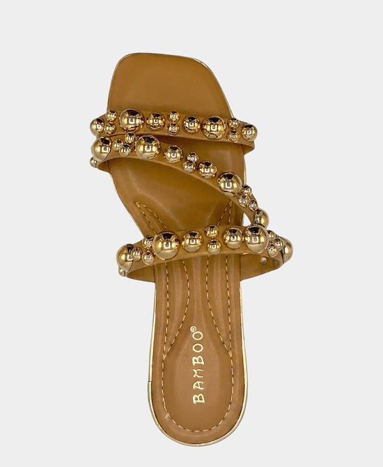 
Studded Sandal in TAN/GOLD view 2