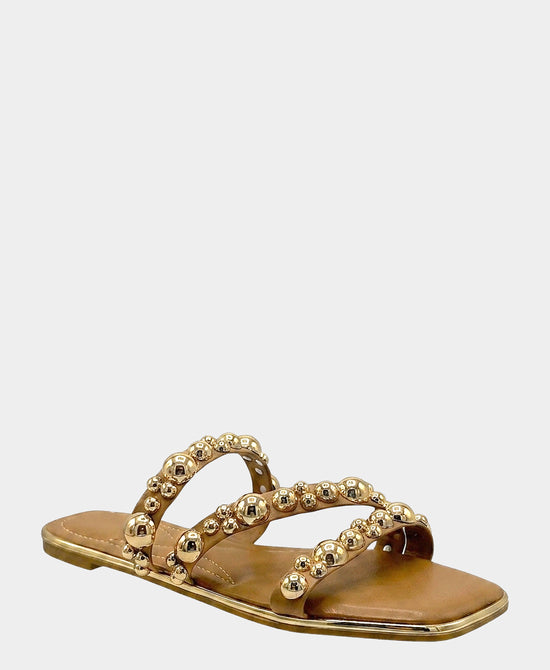 
Studded Sandal in TAN/GOLD view 1