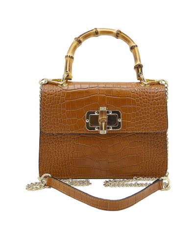 Crocodile Embossed Leather Handbag image 2