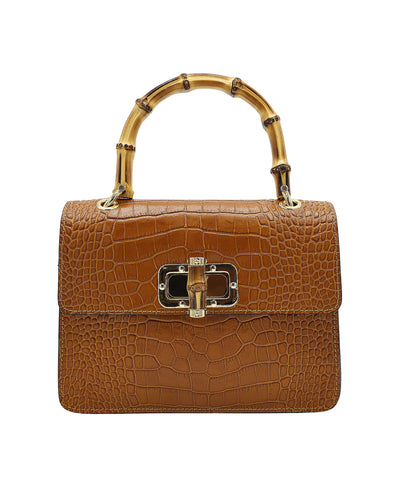 Crocodile Embossed Leather Handbag image 1