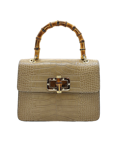 Crocodile Embossed Leather Handbag image 1