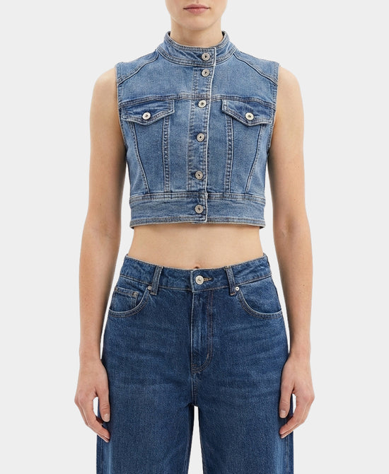 Crop Denim Vest view 1
