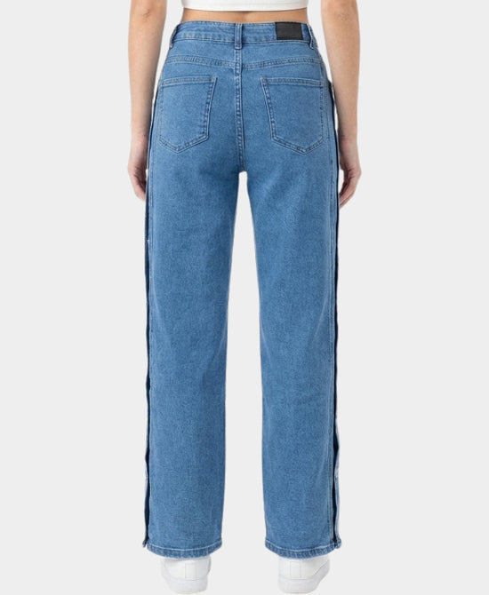 Jeans w/ Button Snap Side Trim view 2