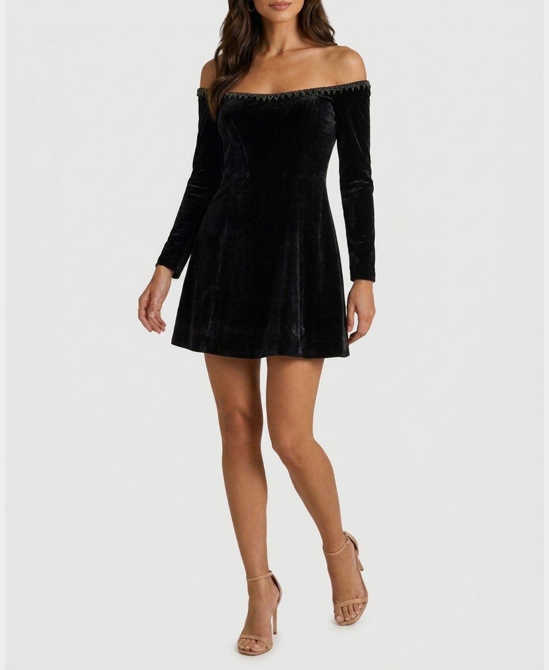 Velvet Dress w/ Rhinestone Trim – FOX'S