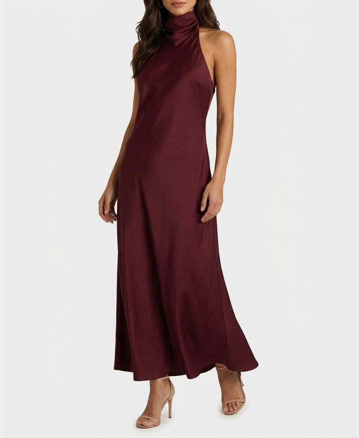satin halter slip dress Midi – FOX'S Gown