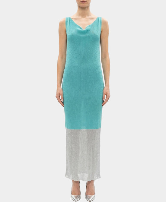 Knit Colorblock Maxi Dress w/ Stone Detail view 1