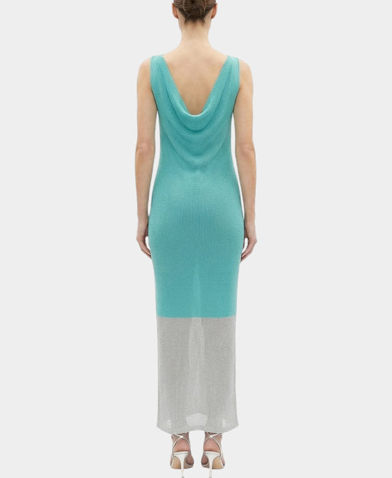 Knit Colorblock Maxi Dress w/ Stone Detail view 2