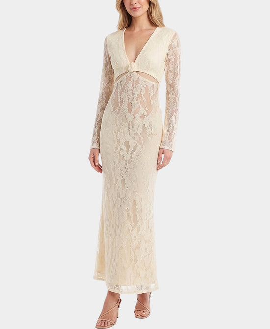 Lace Maxi Dress w/ Cut-Out & Stone view 1