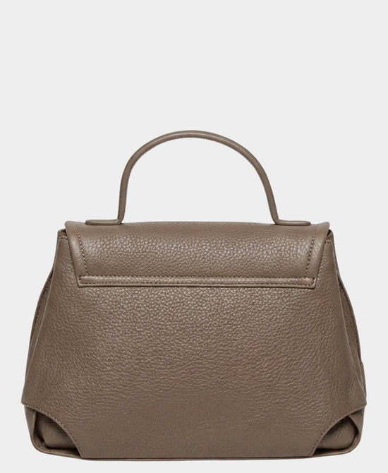 
Faux Leather Satchel Handbag in TAUPE view 2