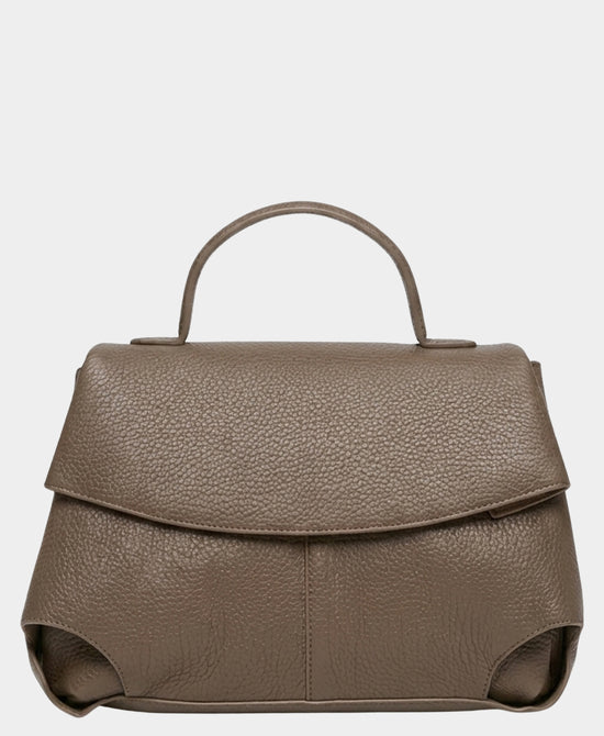 
Faux Leather Satchel Handbag in TAUPE view 1