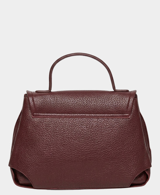 
Faux Leather Satchel Handbag in BURGUNDY view 2