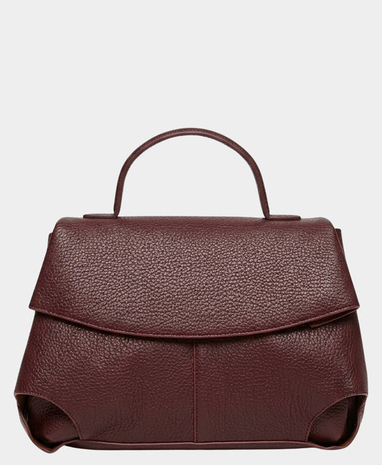 
Faux Leather Satchel Handbag in BURGUNDY view 1
