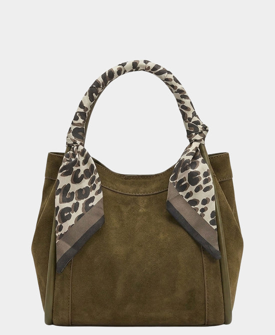 
Handbag w/ Animal Print Scarf in OLIVE view 1