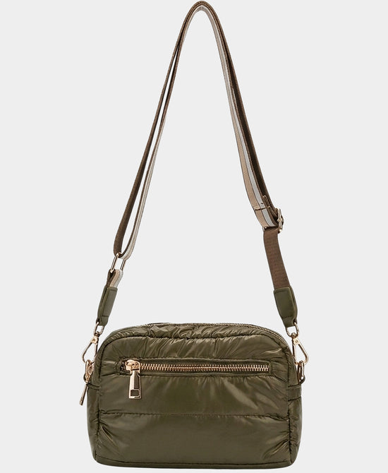 
Nylon Quilted Puffer Camera Bag in OLIVE view 2
