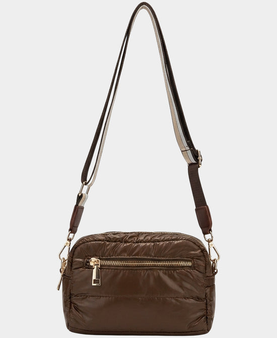 
Nylon Quilted Puffer Camera Bag in BROWN view 2