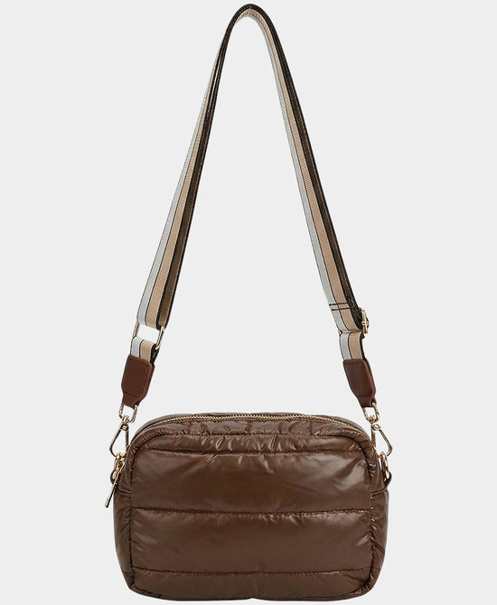 
Nylon Quilted Puffer Camera Bag in BROWN view 1